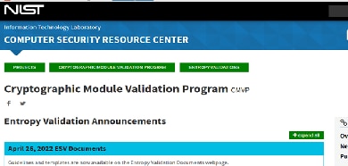 Screenshot of the NIST webpage for Cryptographic Module Validation Program