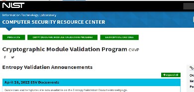 Screenshot of the NIST webpage for Cryptographic Module Validation Program