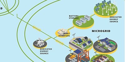 A detail view of how segments of a microgrid interlink with each other