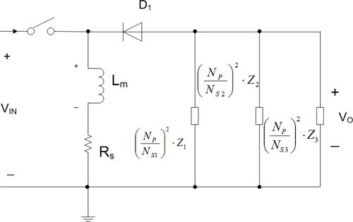 Simplified buck-boost converter with multiply loads in parallel Image of simplified buck-boost converter with multiply loads in parallel