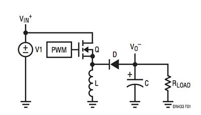 Linear Technology switching inverting voltage regulator Schematic of Linear Technology switching inverting voltage regulator