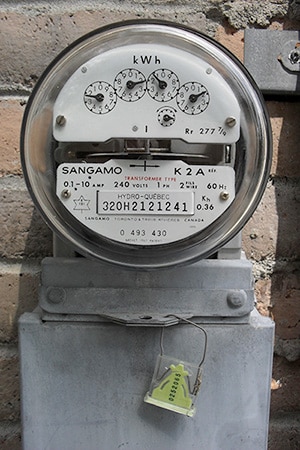 Traditional analog energy meter Image of traditional analog energy meter