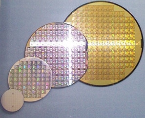 Comparison of 2-, 4-, 6-, and 8-inch wafers Image of comparison of 2-, 4-, 6-, and 8-inch wafers