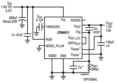Linear’s µModule regulator LTM4611 Image of Linear’s µModule regulator LTM4611