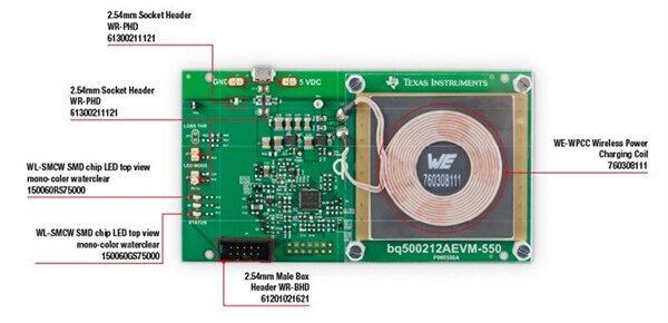 Wurth, Texas Instruments wireless power demonstration kit Image of Wurth, Texas Instruments wireless power demonstration kit