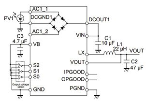 Cypress Semiconductor MB39C811 with a solar cell input Diagram of Cypress Semiconductor MB39C811 with a solar cell input