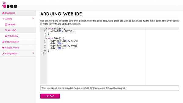 Arduino web IDE and sketch samples Arduino web IDE and sketch samples
