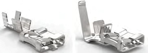 TE Connectivity straight and flag F-spring contact FASTON terminals Image of TE Connectivity straight and flag F-spring contact FASTON terminals