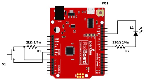 Digi-Key Scheme-it Arduino simple circuit Image of DigiKey Scheme-it Arduino simple circuit
