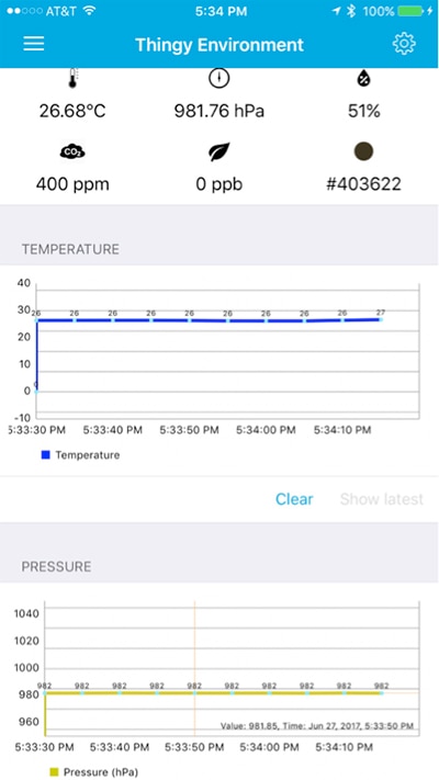 Companion app interacts with the Thingy system over Bluetooth Image of companion app interacts with the Thingy system over Bluetooth