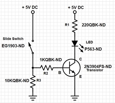 Scheme-it 2N3904 circuit example Image of Scheme-it 2N3904 circuit example