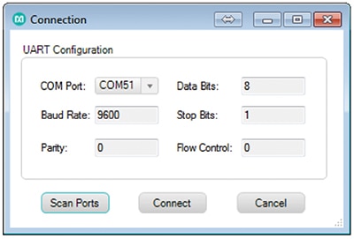 Connection window possible for subsequent GUI launches Image of connection window possible for subsequent GUI launches