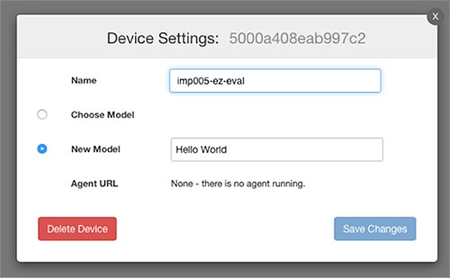 Connection of a module through the cloud to Electric Imp software model Image de la connexion d'un module au modèle logiciel d'Electric Imp via le cloud