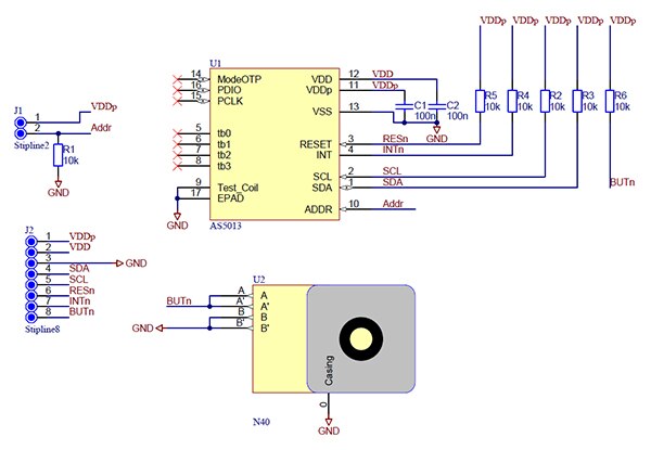 ams AS5013 evaluation board schematic Diagram of ams AS5013 evaluation board schematic
