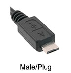 Male/plug USB Type Micro A connector Image of male/plug USB Type Micro A connector