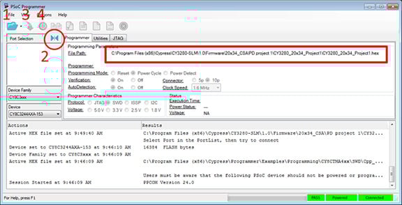 PSoC Programmer application (click to enlarge) Image of PSoC Programmer application (click to enlarge)