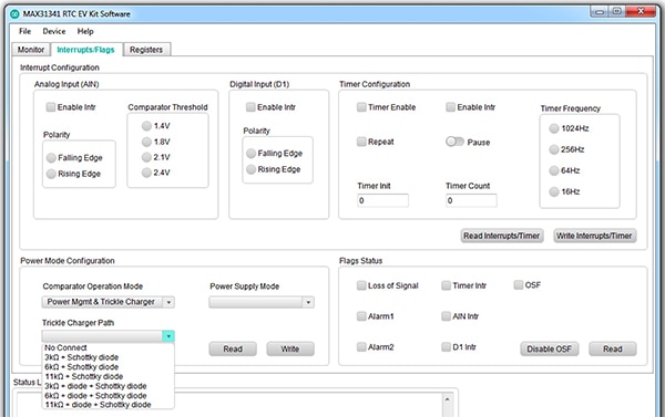Maxim Integrated MAX31341B RTC evaluation kit software Maxim Integrated 的 MAX31341B RTC 評估套件軟體圖片