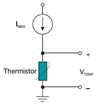 Current source used rather than a voltage source and divider Diagram of current source used rather than a voltage source and divider