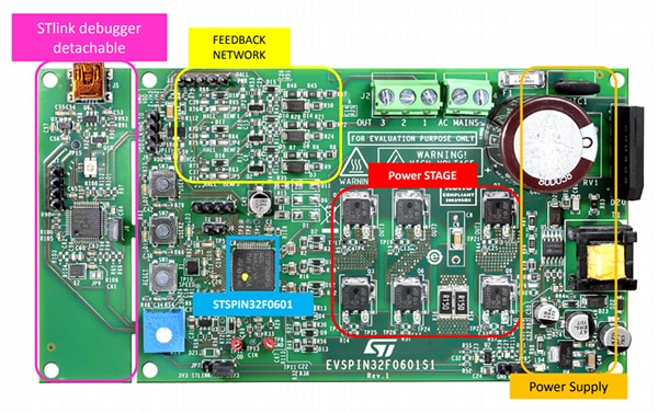STMicroelectronics EVSPIN32F0601S1 development board Image of STMicroelectronics EVSPIN32F0601S1 development board