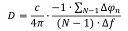 D = c/4π x (-1 x ∑N-1∆φn)/(N-1)x ∆f Equation 1