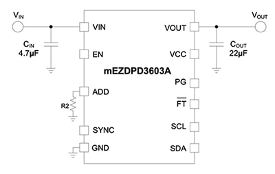 MPS mEZDPD3603A typical application circuit Diagram of MPS mEZDPD3603A typical application circuit