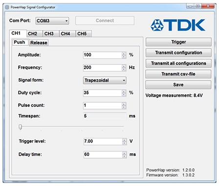 TDK PowerHap evaluation kit software Image of TDK PowerHap evaluation kit software