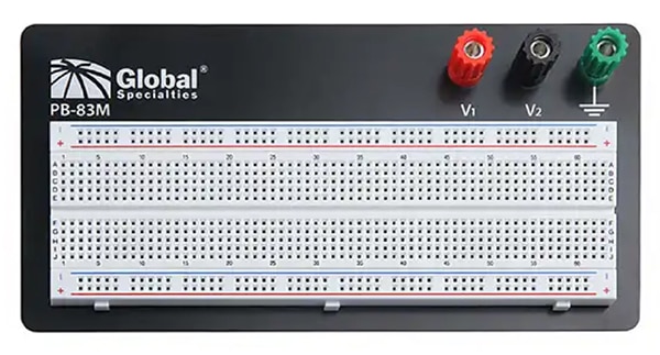 Global Specialties PB-83M breadboard with banana jacks Image of Global Specialties PB-83M breadboard with banana jacks