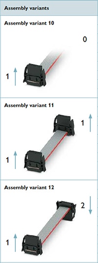 Arrangements and orientations for the connectors of an IDC cable Image of arrangements and orientations for the connectors of an IDC cable