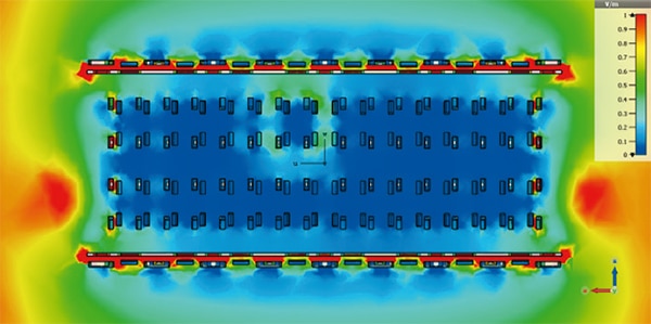 Electric field around a Phoenix Contact FINEPITCH 0.8 series connector Image of electric field around a Phoenix Contact FINEPITCH 0.8 series connector