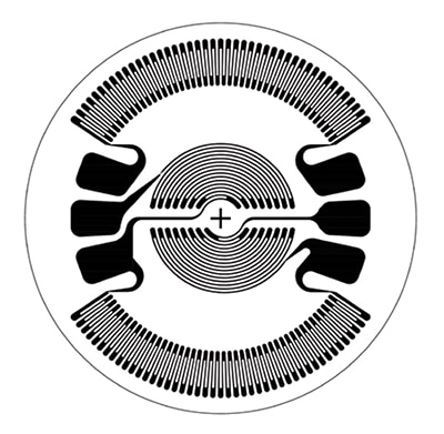 Diaphragm-mounted strain gage Schema di un estensimetro montato su un diaframma