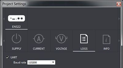 Otii project LOGS setup Image of Otii project LOGS setup