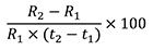 R2 - R1 / r1 x (t2 - t1) x 100 Equation 1