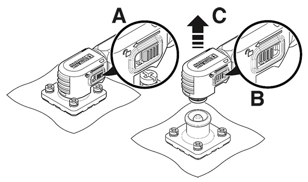 Pluggable battery pole connectors have a positive locking mechanism Billedet af de tilslutningsbare batteripol-konnektorer har en positiv låsemekanisme