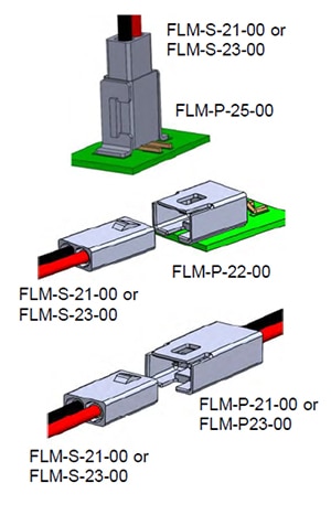 Amphenol ICC FLM-P21-00 receptacle housing and mating FLM-S21-00 plug housing תרשים של בית שקע Amphenol ICC FLM-P21-00 ובית תקע מתחבר FLM-S21-00