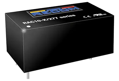 RECOM 10-watt RAC10-05SK/277 AC/DC power supplies Image of RECOM 10-watt RAC10-05SK/277 AC/DC power supplies
