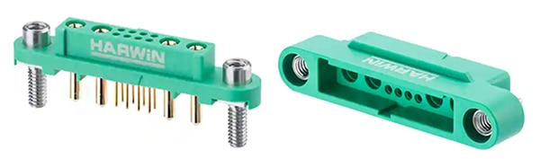 Harwin Gecko-MT G125-FV10805F3-2AB2ABP receptacle and Gecko-MT G125-32496M3-02-08-02 plug Immagine della presa Gecko-MT G125-FV10805F3-2AB2ABP e della spina Gecko-MT G125-32496M3-02-08-02 di Harwin