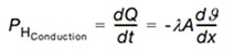 PHConduction = dQ/dT = λA dϑ/dx Équation 5