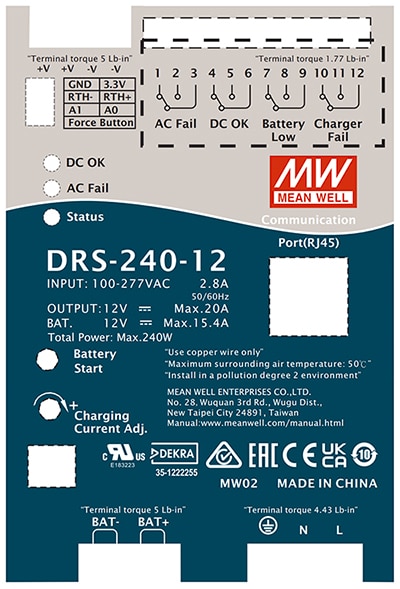 Front panel is all the user sees for power connections Image of front panel is all the user sees for power connections