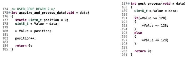 The code shown will connect fake input sensor values Image of code shown will connect fake input sensor values