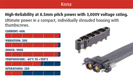 Harwin Kona series of 8.5 mm pitch connectors Image of Harwin Kona series of 8.5 mm pitch connectors
