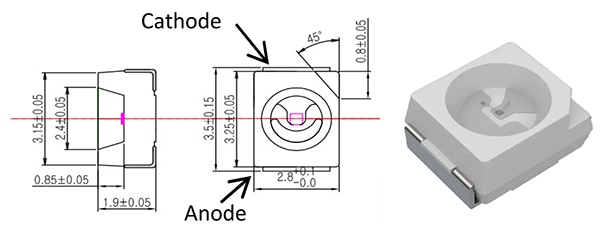 Genicom GUVB-S11SD is an AlGaN-based UV-sensitive photo sensor Image du GUVB-S11SD de Genicom, un capteur optique basé AlGaN sensible aux UV