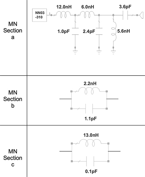 Matching circuit for sections a, b, and c Diagram of matching circuit for sections a, b, and c