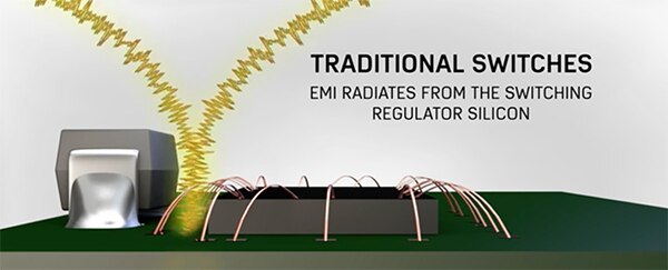 The bond wires from the IC die to the package Image of the bond wires from the IC die to the package