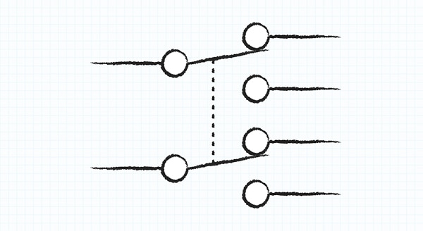DPDT switch diagram รูปภาพของแผนภาพสวิตช์ DPDT