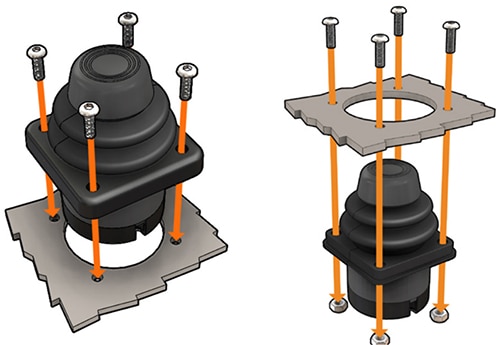 Drop-in mounting of a low-profile thumbstick Image of drop-in mounting of a low-profile thumbstick