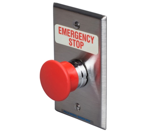 Emergency stop button ภาพปุ่มหยุดฉุกเฉิน