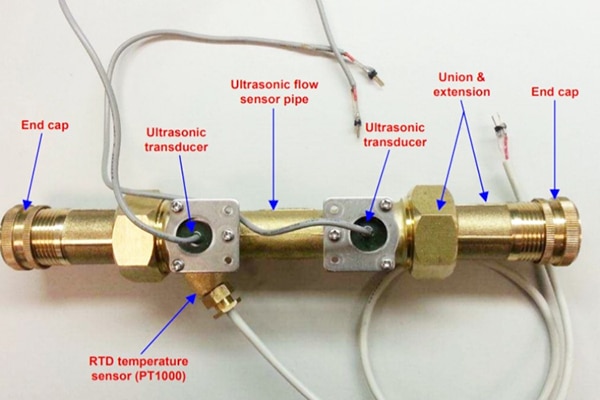 Transit-time ultrasonic flowmeter Image d'un débitmètre à ultrasons à temps de trajet