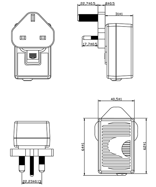 GlobTek WR9QD666KRPNG2309(R) Class I wall mounted adapter Schéma adaptéru WR9QD666KRPNG2309(R) třídy I do nástěnné zásuvky od společnosti GlobTek