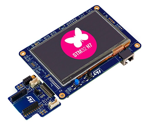 STMicroelectronics STM32H745I-DISCO evaluation board Image of STMicroelectronics STM32H745I-DISCO evaluation board