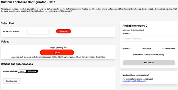Custom Enclosure Configurator (click to enlarge) Image of Custom Enclosure Configurator (click to enlarge)